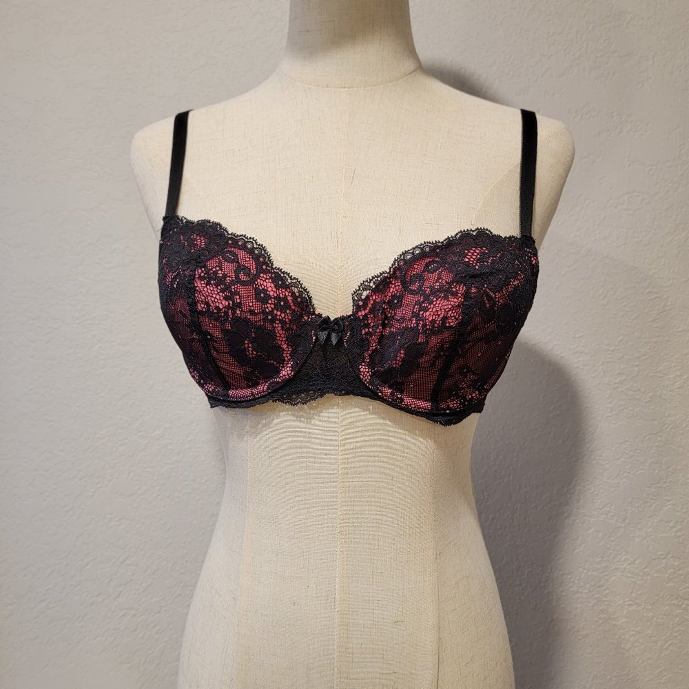 Victoria's Secret Dream Angel Bra 34B - Black/Hot Pink, Gently Used, Exc Cond!